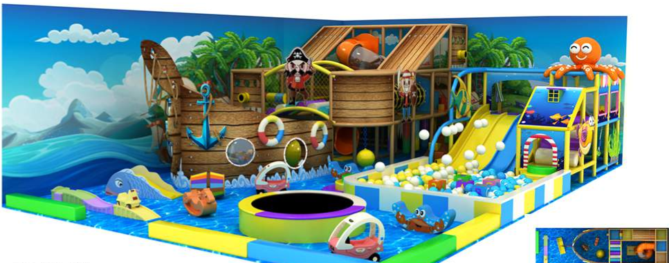 Double slide indoor playground — gelongsor dua lane untuk permainan indoor anak-anak