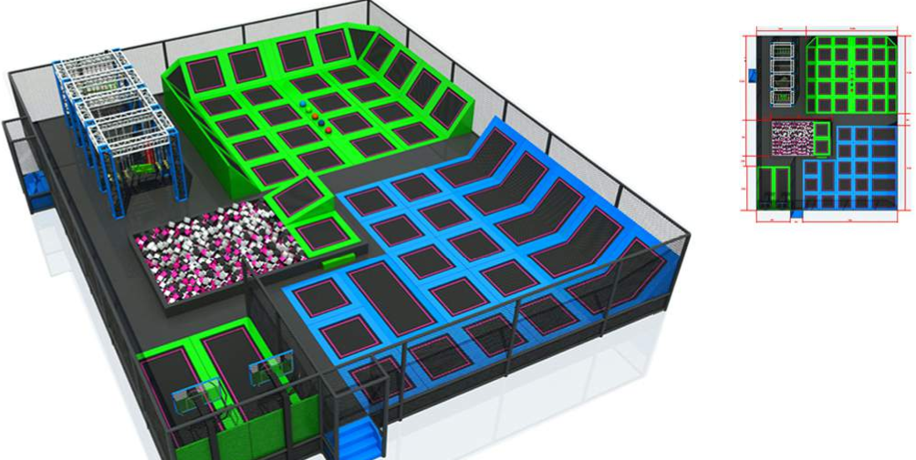 Square trampoline indoor — trampolin kotak untuk latihan keseimbangan & lompat.