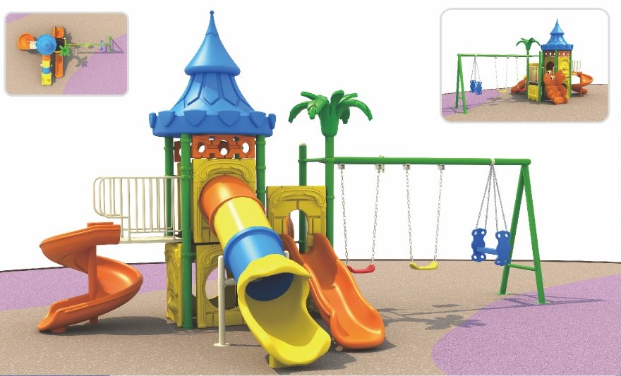 Double slide outdoor playground Malaysia – UV-resistant plastic